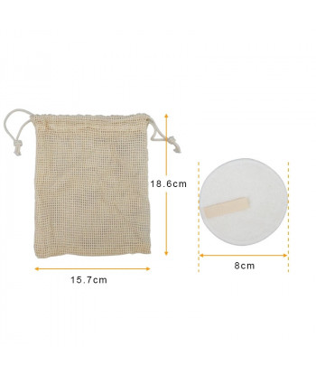 Coton démaquillant réutilisable et son filet lavable.