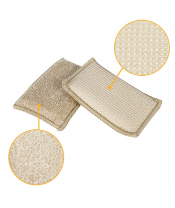 Eponge en fibre de bambou de couleur beige.