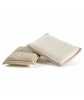 Eponge en fibre de bambou de couleur beige.